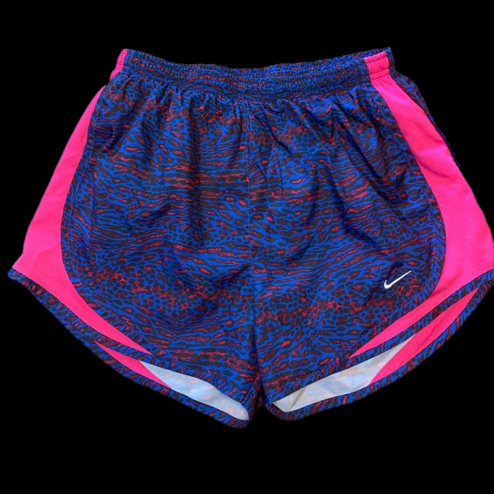 Women’s size small blue and pick cheetah nike dri fit running shorts